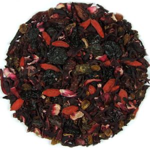 Herbata owocowa Łyk Szczęścia (róża, hibiskus, żurawina, rodzynki, owoc goji, rokitnik, czarny bez, wiśnia)