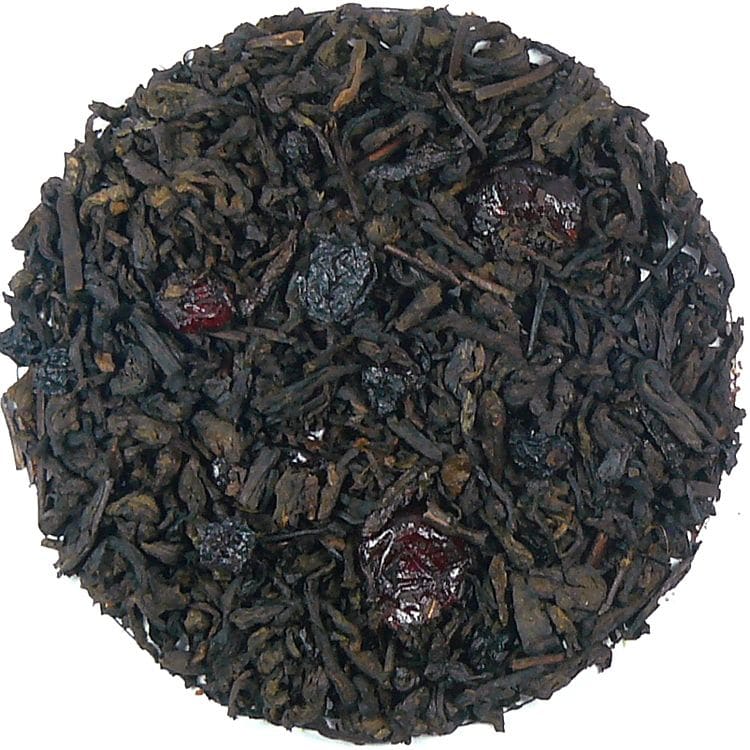 Herbata czerwona Pu-erh z żurawiną (dodatki: żurawina, liść maliny)